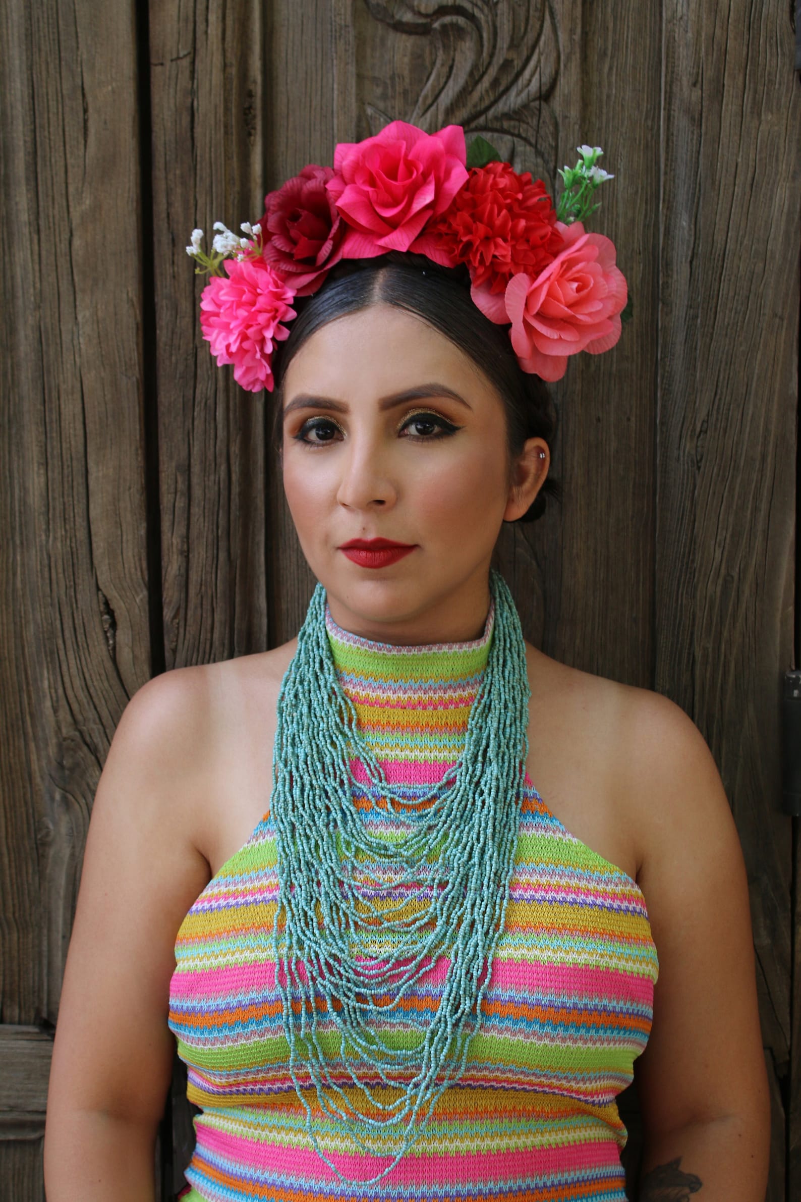 Flower Crown Headband (Mexican Gift Bride Bridal Wedding Bohemian Flower Halo Costume Day of the Dead Headpiece Wreath Catrina Frida Kahlo)