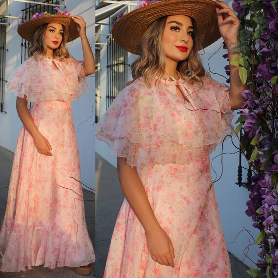 Vintage Dress (Spring Dress Vintage Floral Dress M
