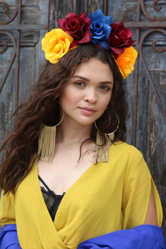 Yellow blue and red headband Wired headband - Red Yellow Blue Swirl – Created by Culture main image 4