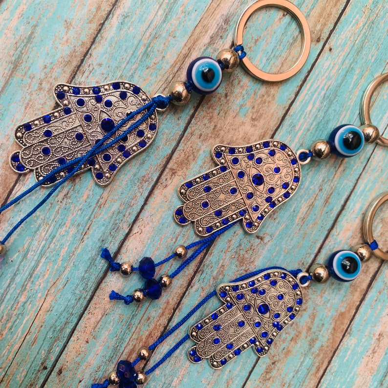 Hamsa Hand Keychain Protection Indian India Hand of Fatima Hand Boho Gypsy Spirital Gift for Her Evil Eye Keychain Yoga Accesories Ohm