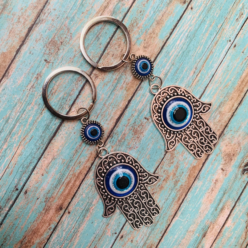 Hamsa Hand Keychain Protection Indian India Hand of Fatima Hand Boho Gypsy Spirital Gift for Her Evil Eye Keychain Yoga Accesories Ohm