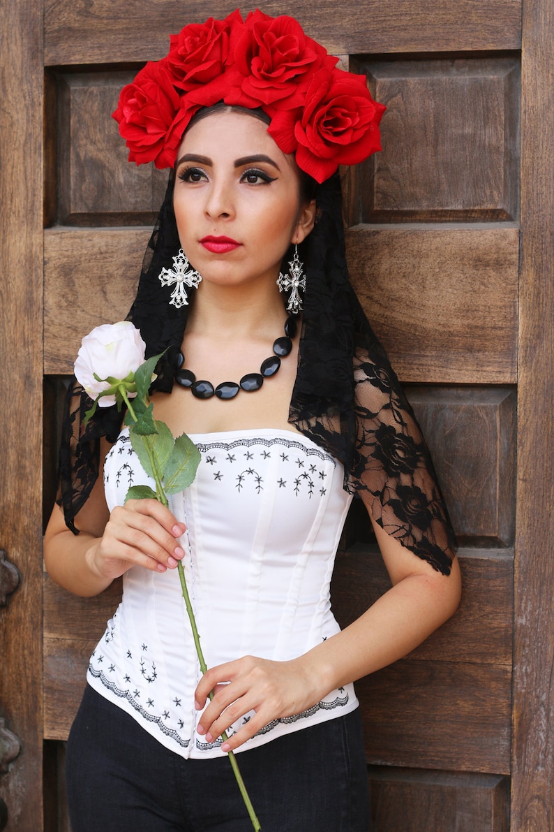 Red Rose Flower Crown Headband mexican Headpiece Goth Gothic Etsy