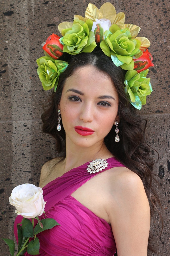 Serre-tête Couronne De Fleurs Mexicaines – Accessoire Rose Pour Halloween, Fêtes, Cosplay, Mariage – Réglable Et Léger