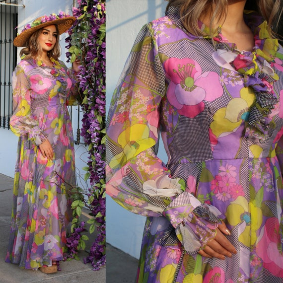 Vintage Dress (Spring Dress Vintage Floral Dress M