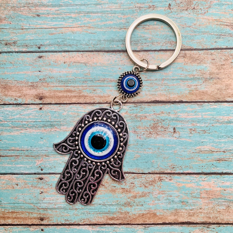 Hamsa Hand Keychain Protection Indian India Hand of Fatima Hand Boho Gypsy Spirital Gift for Her Evil Eye Keychain Yoga Accesories Ohm