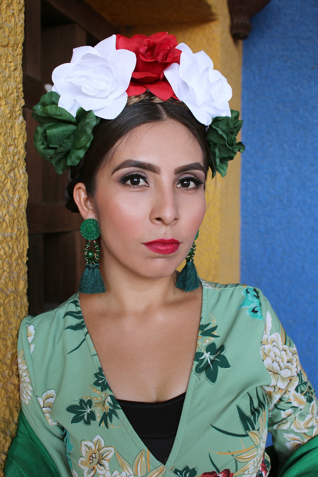 Mexican Flower Crown Headband (red White Green Costume Day of the