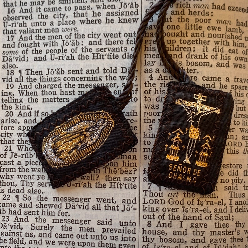 Catholic Scapular gold and Silver Thread Scapular Necklace Etsy