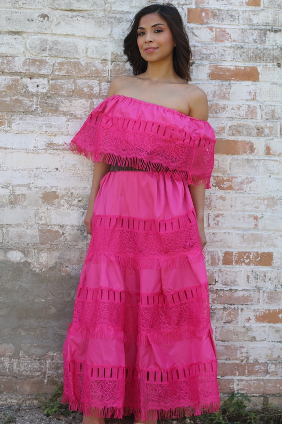 Vestidos rosa mexicano largos sale
