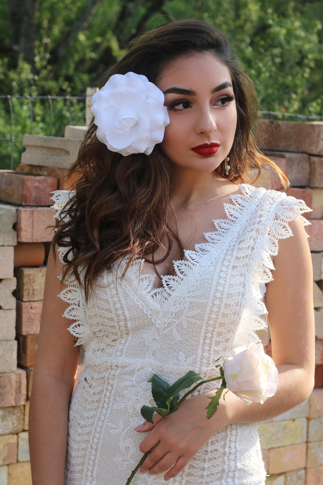 White Rose Fascinator Clip clips Fascinator Hair Piece Boho Wedding