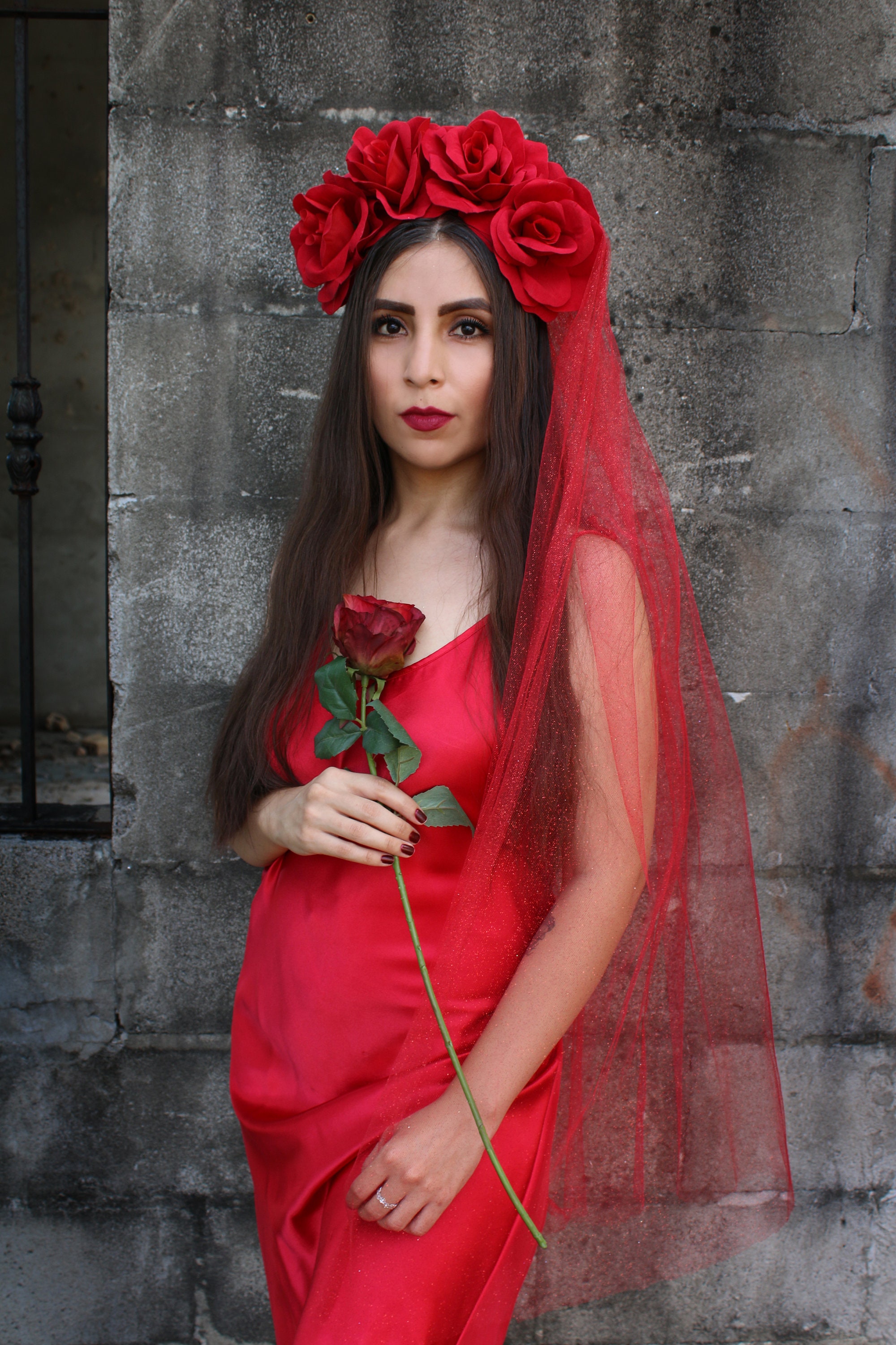 Gothic Red rose Floral Headband cosplay Rose Flower Costume Headband main image 3