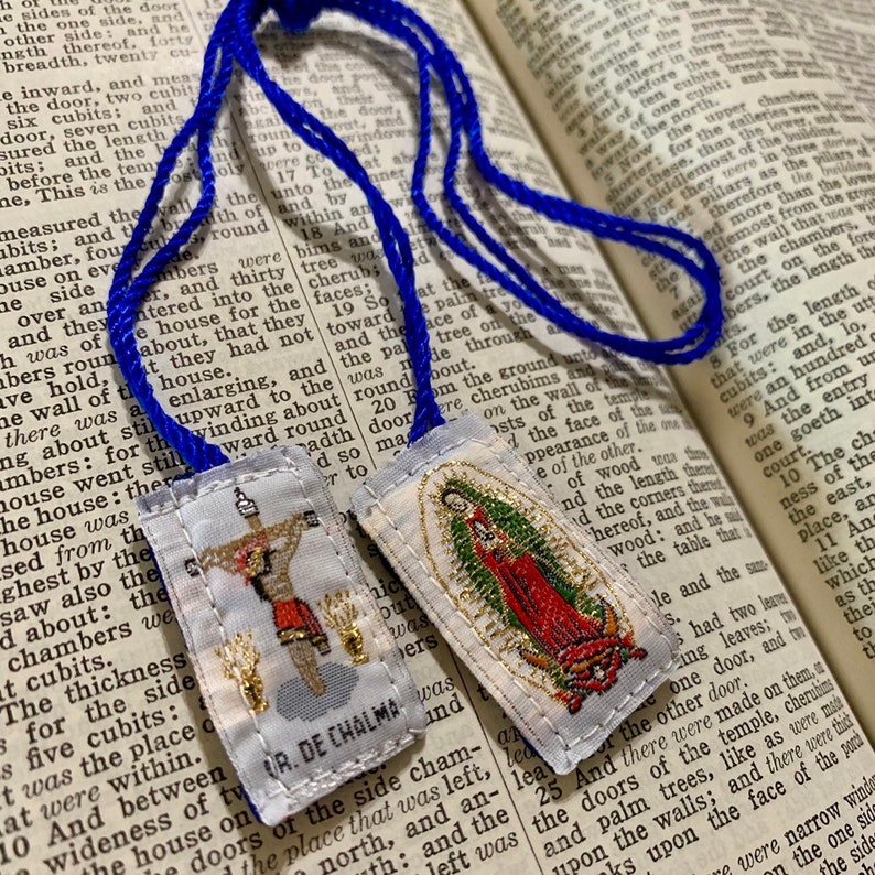 Catholic Scapular Blue Scapular Necklace Religious Gift Etsy