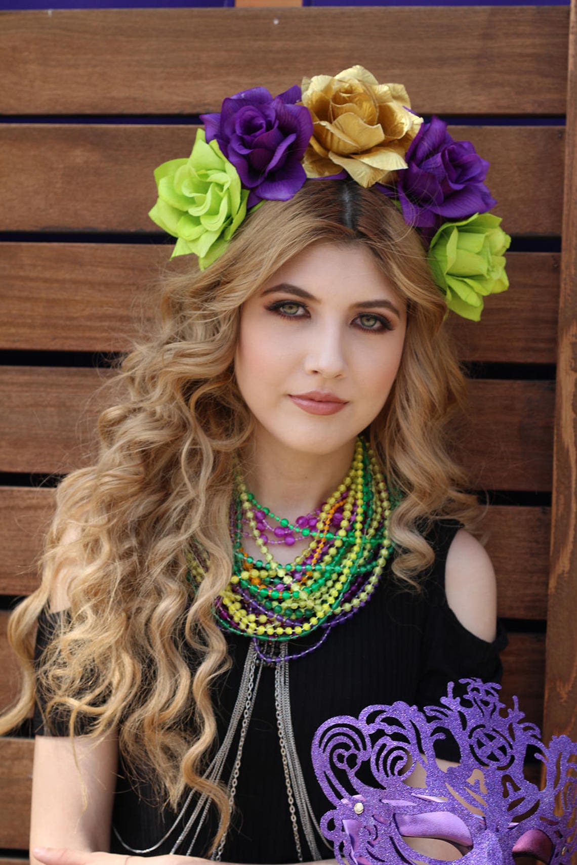 Mardi Gras Flower Crown Headband Headpiece New Orleans