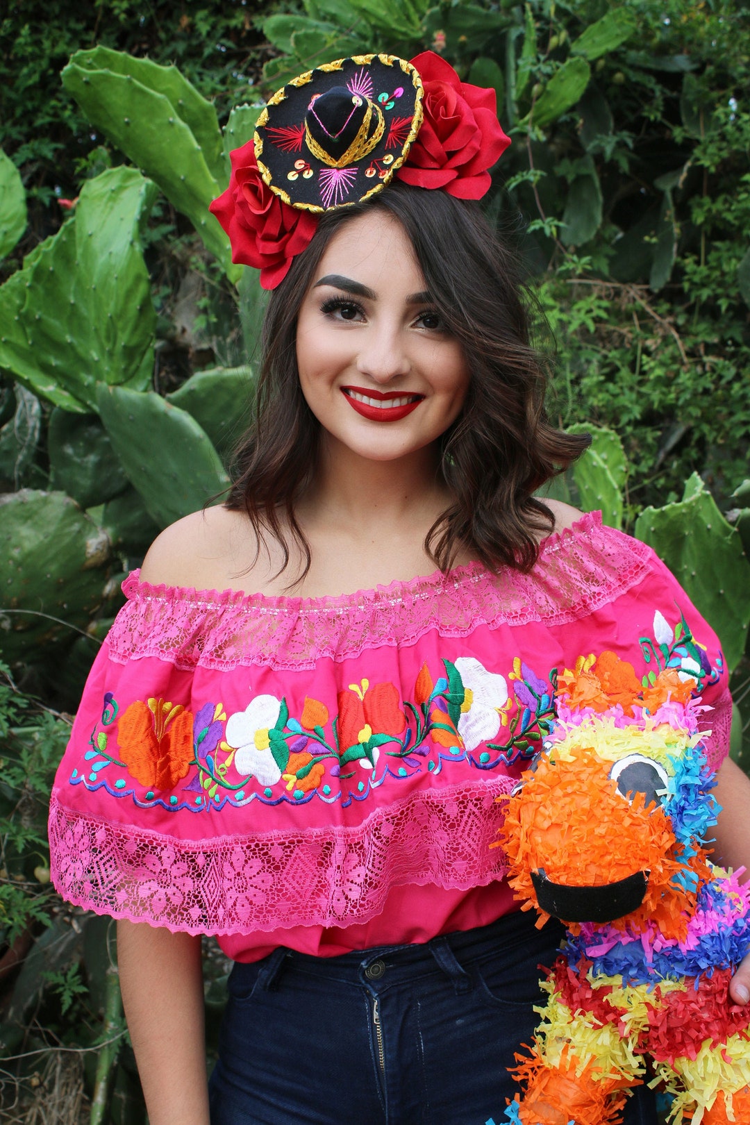 Mexican Hat Rose Headband mexican Sombrero Bridal Headpiece - Etsy