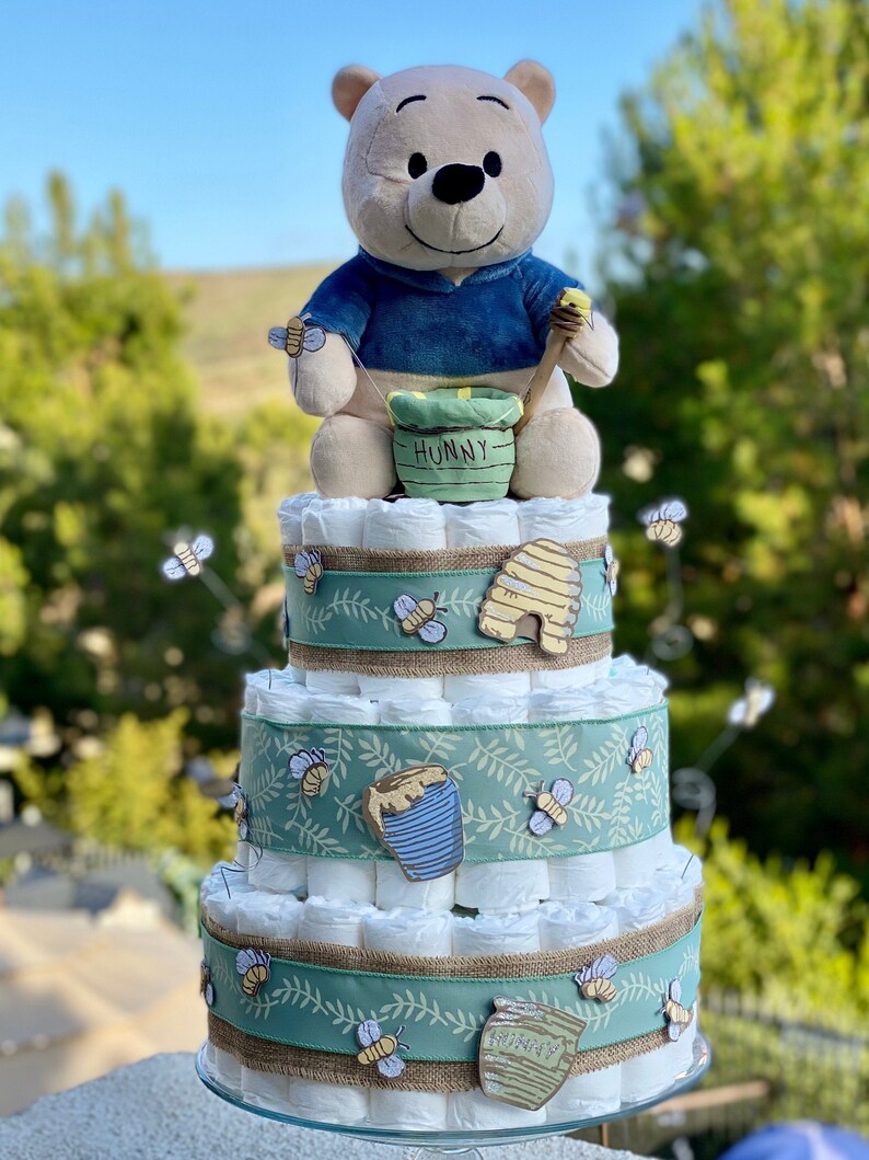 Disney Winnie the Pooh Centerpiece Diaper Cake for Girl or