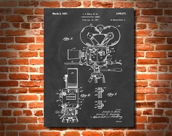 Retro 1931 Cámara Cinematográfica - Vintage Patente, Arte Imprimir Cartel o Lienzo, Arte de pared, Decoración del hogar, Películas, Cine, Cine, Cine 447