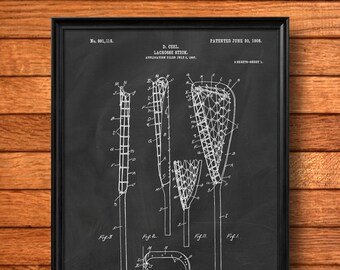 Retro 1908 Lacrosse Stick - Vintage Art Print Poster lub Canvas, Patent Wall Art, Home Decor, Sport, Lacrosse Team Art, Lacrosse Gift 228
