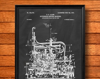 Retro 1900 "Sewing Machine" Vintage Patent Illustration, Art Print Poster, Wall Art, Home Decor, Tailor, Fashion, Seamstress, Gift Idea 784