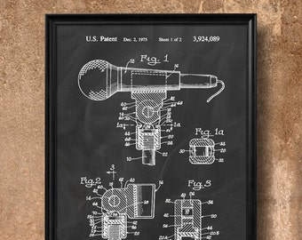 Retro  "Microphone Mount" Vintage Patent Illustration, Art Print Poster, Wall Art, Home Decor, Radio Announcer, Speaker, Performer, Gift 454