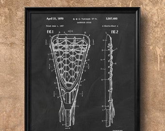 Retro 1970 Lacrosse Stick - Vintage Art Print Poster lub Canvas, Lacrosse Stick Wall Art, Home Decor, Field Sport, Game Of Lacrosse, Gift 382