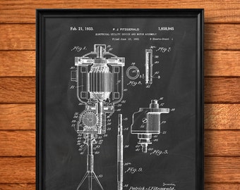 Retro 1931 "Mixer" Vintage Patent Illustration, Art Print Poster, Wall Art, Home Decor, Kitchen Art, Food, Kitchen Tool, Cooking, Gift 422