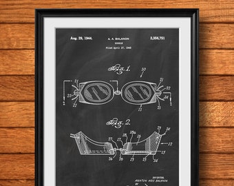 Retro 1943 gafas de natación - Vintage Arte impresión cartel o lienzo, arte de la pared de la patente, decoración del hogar, decoración de la natación, reunión de natación, regalo de nadador 817