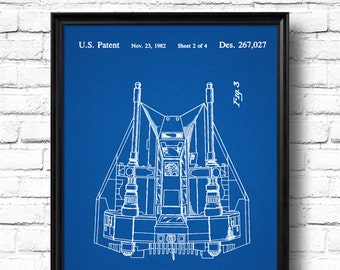 Retro  "Spaceship" Vintage Patent Illustration, Art Print Poster, Wall Art, Home Decor, Star Wars, Sci-Fi Movie, Spaceship, Gift - 1068