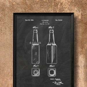 Retro 1933 &quot;Beer Bottle&quot; Vintage Patent Illustration, Art Print Poster, Wall Art, Home Decor, Beer Brewing, Drinking, Beer Art, Gift - 435