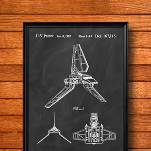 Retro  &quot;Spaceship Shuttle&quot; Vintage Patent Illustration, Art Print Poster, Wall Art, Home Decor, Star Wars, Sci-Fi Movie, Spaceship - 685