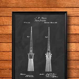 Retro 1868 Paint Brushes - Vintage Art Print Poster or Canvas, Patent Wall Art, Home Decor, Paint Brush, Painting, Painter, Artist Gift 90