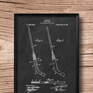Puede incluir: Un dibujo de patente en blanco y negro de un dise&ntilde;o de palo de hockey. El dibujo muestra tres vistas diferentes del palo, etiquetadas como Fig. 1, Fig. 2 y Fig. 3. El n&uacute;mero de patente 1,188,473 es visible en la parte superior del dibujo. La patente se present&oacute; el 16 de febrero de 1914 y se patent&oacute; el 16 de mayo de 1916. El nombre del inventor, Ozias Moniece, aparece en la parte inferior del dibujo.