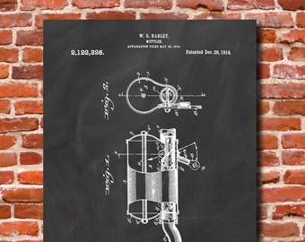 Retro 1914 "Muffler" by Harley-Davidson, Vintage Patent Illustration, Art Print Poster, Wall Art, Home Decor, Harley Motorcycle, Gift - 624