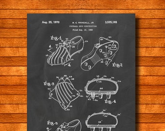 Retro 1968 "Voetbalschoen" vintage patent illustratie, Art Print poster, kunst aan de muur, Home decor, voetbal, voetbal, sport schoen, cadeau idee 369