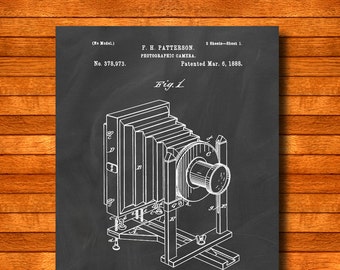 Retro 1888 "Photographic Camera" Vintage Patent Illustration, Art Print Poster, Wall Art, Home Decor, Historic, Photography, Gift Idea 1060