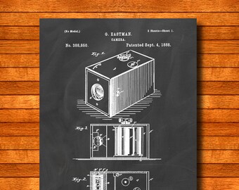 Retro 1888 "Camera" by George Eastman, Vintage Patent Illustration, Art Print Poster, Wall Art, Home Decor, Kodak, Photography, Gift Idea 66