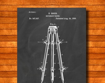 Retro 1886 "Tripod" Vintage Patent Illustration, Art Print Poster, Wall Art, Home Decor, Filmmaking, Studio Photography, Cinema, Gift 93