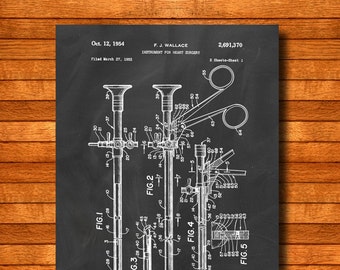 Retro 1952 "Instrument For Heart Surgery" Vintage Patent Illustration, Art Print Poster, Wall Art, Home Decor, Surgeon, Doctor, Gift 773