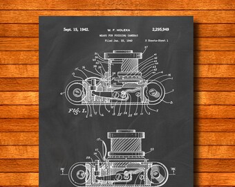 Retro 1942 "Camera" Vintage Patent Illustration, Art Print Poster, Wall Art, Home Decor, Photography, Camera, Photographic Art, Gift Idea 78