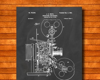 Retro 1902 "Kinetoscope" Vintage Patent Illustration, Art Print Poster, Wall Art, Home Decor, Movies, Film, Filmmaking, Cinema, Gift 1041