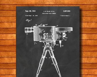 Retro 1949 "High-Speed Camera" Vintage Patent Illustration, Art Print Poster, Wall Art, Home Decor, Film, Cinema, Filmmaking, Gift 450