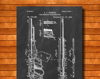 Retro 1896 "Magazine Gun" Vintage Patent Illustration, Art Print Poster, Wall Art, Home Decor, Gun, Shotgun, Pistol, Shooting, Gift 879