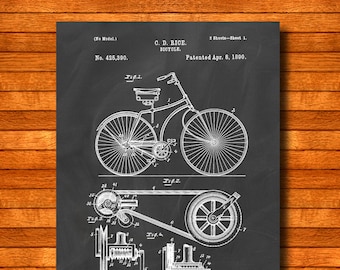 Retro 1890 "Bicycle" Vintage Patent Illustration, Art Print Poster, Wall Art, Home Decor, Old Fashion Bike, Cycling, Biking, Gift Idea 195