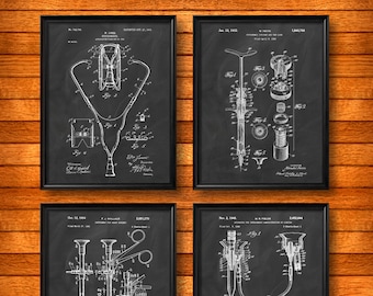 SET of 4 MEDICAL Posters, Vintage Patent Illustration, Art Print, Canvas, Wall Art, Home Decor, Medical, Physician Nurse Doctor - s387