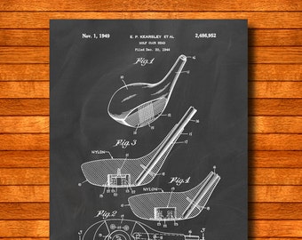 Retro 1949 "Golf Club Head" Vintage Patent Illustration, Art Print Poster, Wall Art, Home Decor, Golfing Art, Game Of Golf, Gift Idea 132