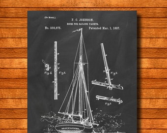 Retro 1887 "Yacht" Vintage Patent Illustration, Art Print Poster, Wall Art, Home Decor, Sailing, Boating, Yacht, Adventure, Marine, Gift 472