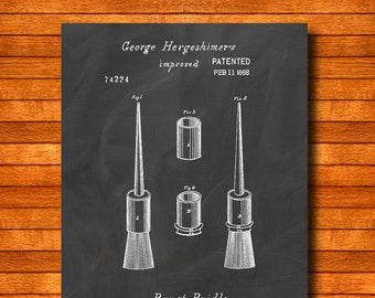 Retro 1868 "Brush Bridle" Vintage Patent Illustration, Art Print Poster, Wall Art, Home Decor, Paint Brush, Painting, Painter, Gift Idea 186