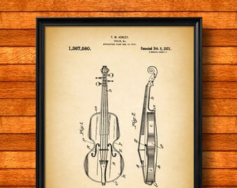 Retro 1921 "Violin" Vintage Patent Illustration, Art Print Poster, Wall Art, Home Decor, Classical Music, Paganini, Violinist, Gift 1059