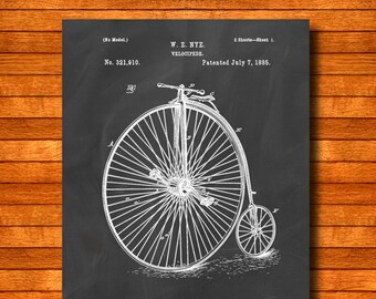 Retro 1885 "Velocipede" Vintage Patent Illustration, Art Print Poster, Wall Art, Home Decor, Old Bicycle, Bike, Cycling, Biking, Gift 48