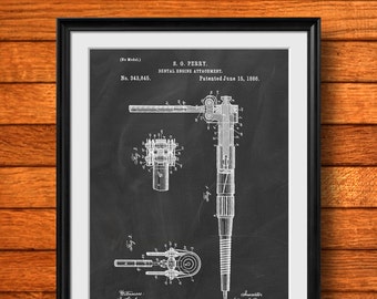 Retro 1886 "Dental Drill" Vintage Patent Illustration, Art Print Poster, Wall Art, Home Decor, Dental, Medical Equipment, Dentist, Gift 593