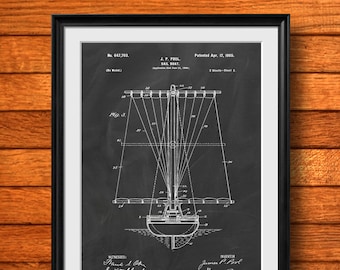 Retro 1900 "Sail Boat" Vintage Patent Illustration, Art Print Poster, Wall Art, Home Decor, Sailing, Boating, Yacht, Adventure, Gift 51
