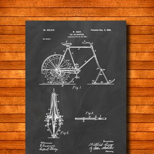 Retro 1899 &quot;Ice Velocipede&quot; Vintage Patent Illustration, Art Print Poster, Wall Art, Home Decor, Winter Bicycle, Snow Cycling, Gift Idea 49